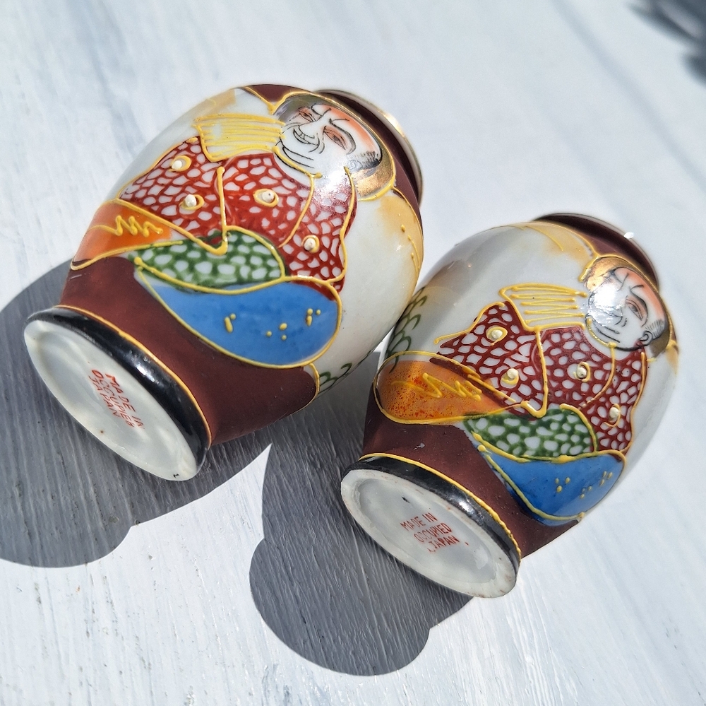 Satsuma Mini Vases Hand Painted Occupied Japan Set Japanese Miniature Bud Vase 2